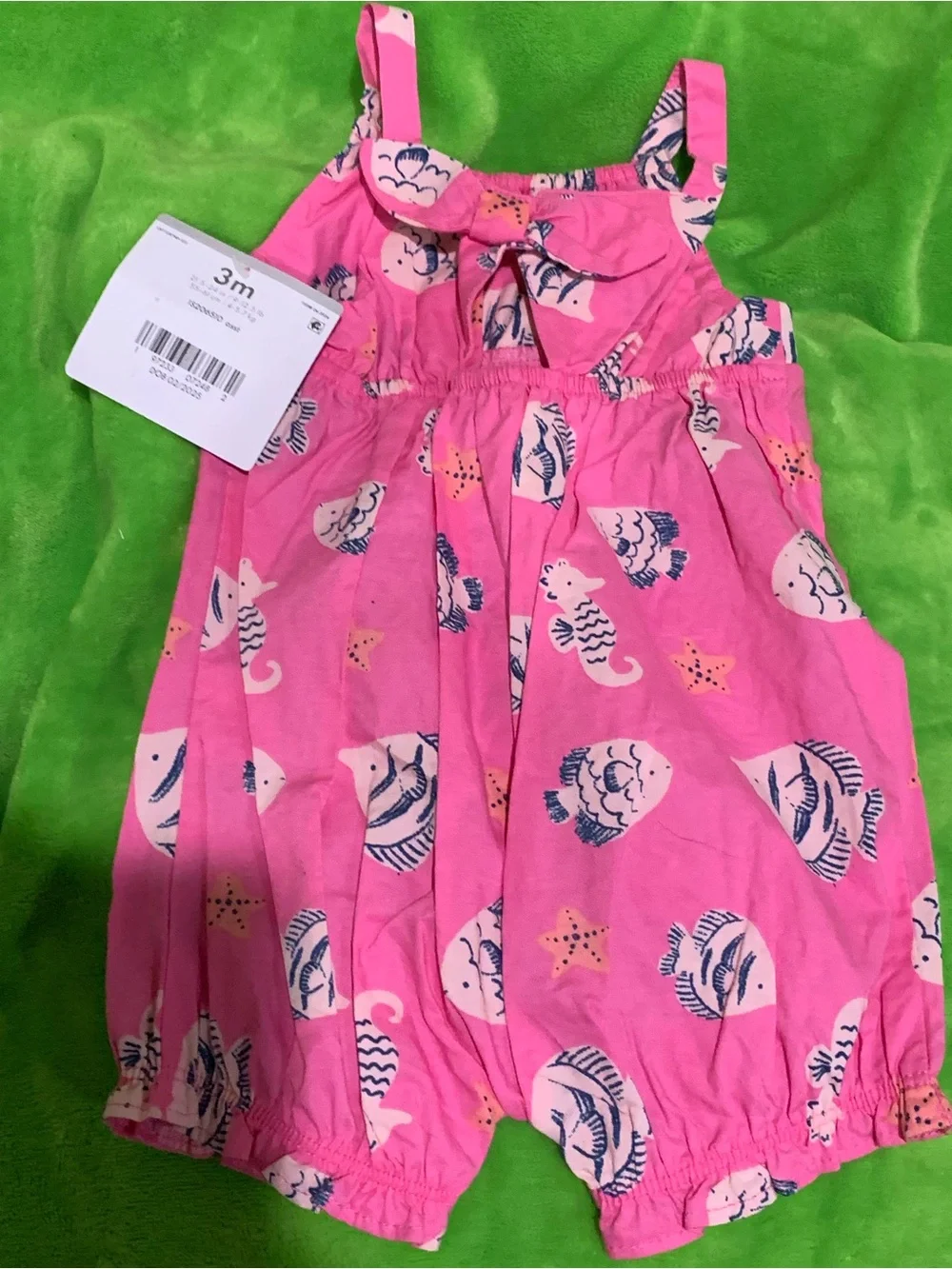 Carter's Hot Pink Fish & Seahorse Bubble Romper